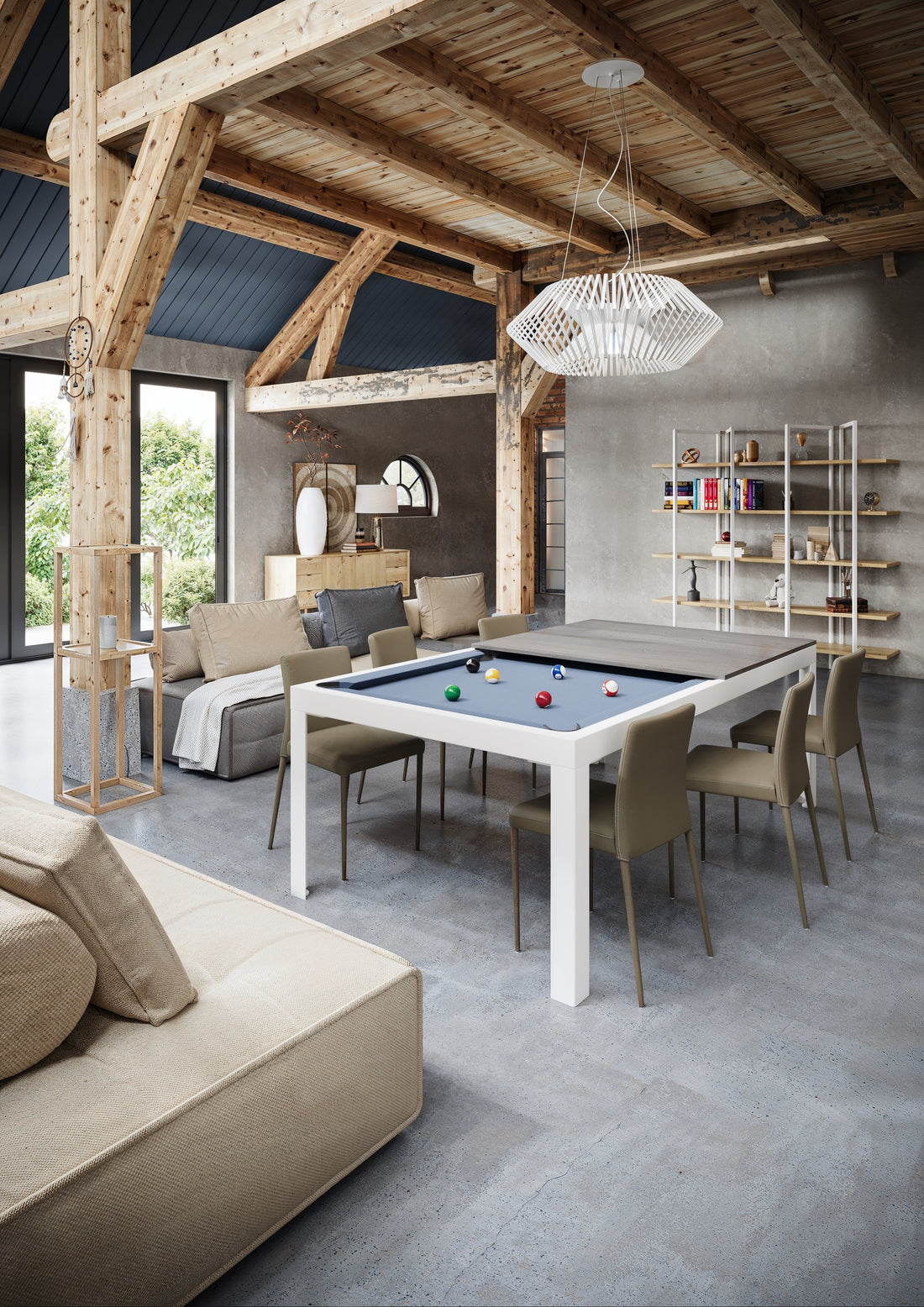 Conver-Table : A dining table that turns into a billiard table